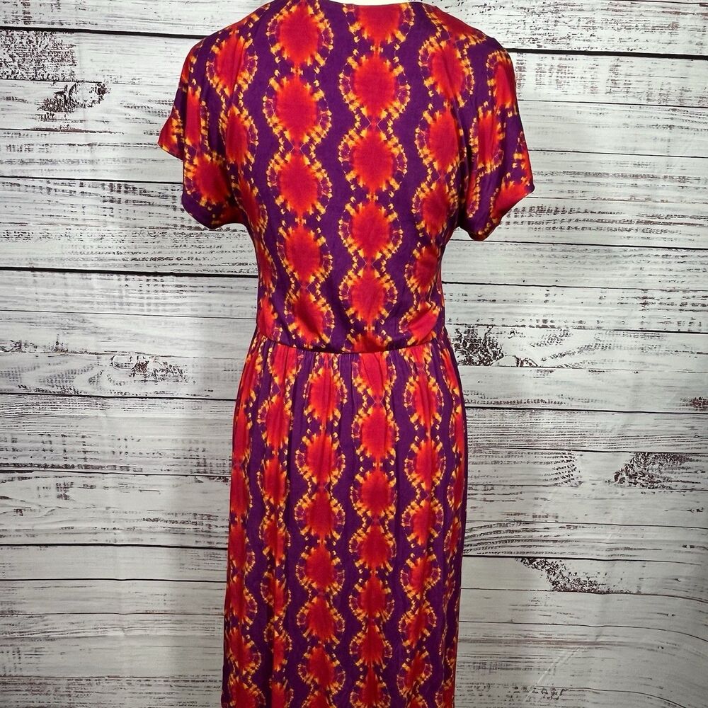 Soft Surroundings Wrap Dress Kaveri Ikat Tie Dye Midi Stretch Women’s Small - Picture 3 of 12